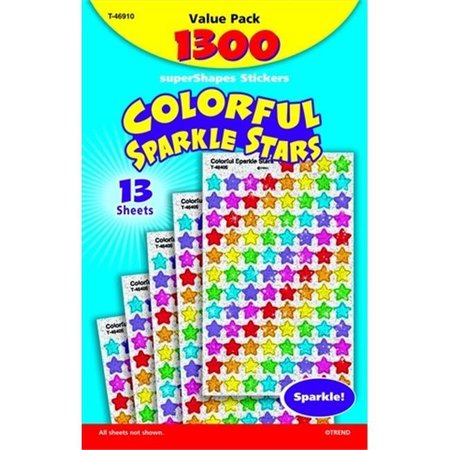 TREND ENTERPRISES TREND enterprises 1006297 Super Shapes Colorful Sparkle Stars Sticker - Set 1300 1006297